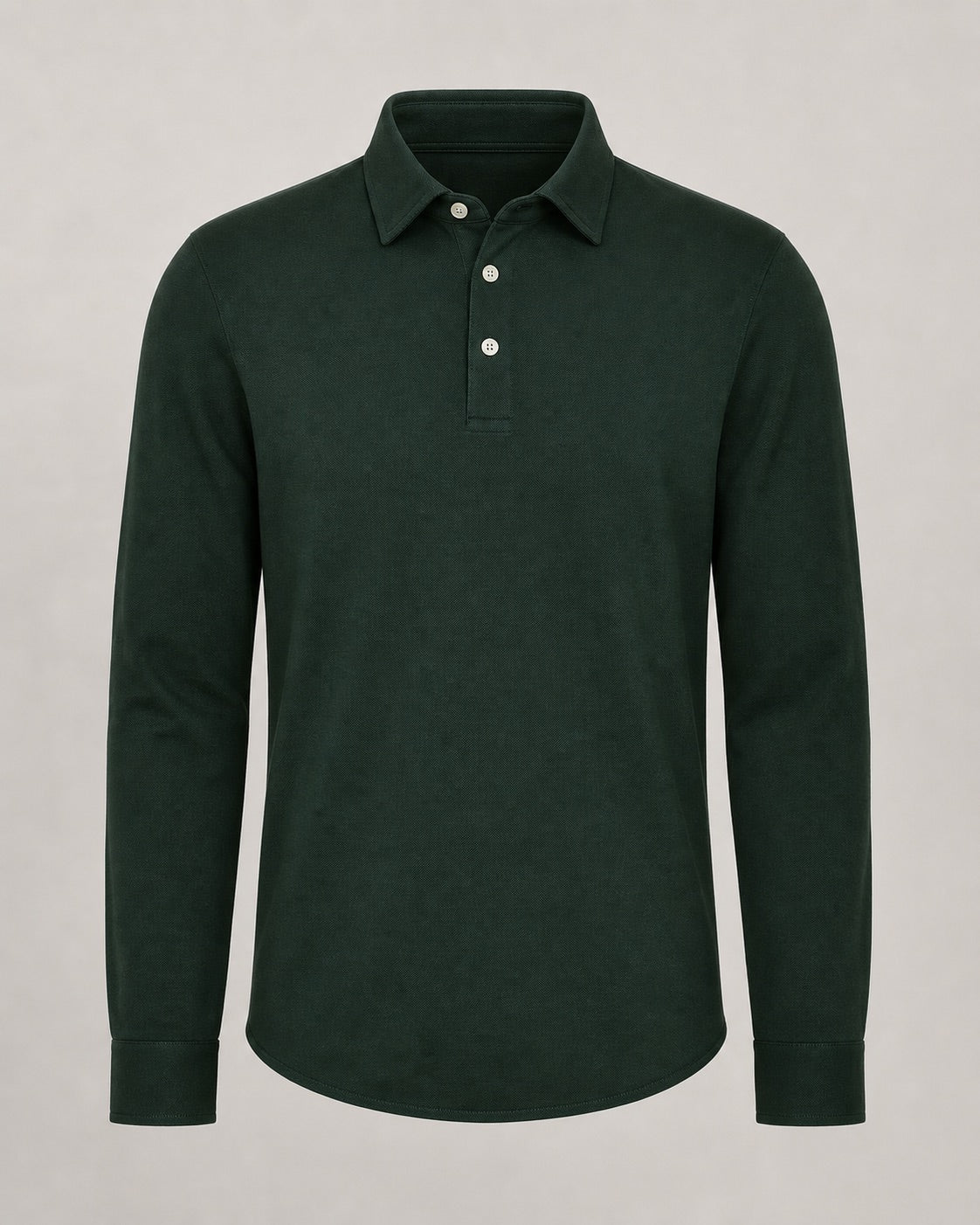 Aarsag long-sleeve polo in Granskov Grøn, front view